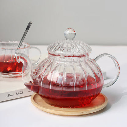 Flower Glass Teapot & 2 Teacup Set