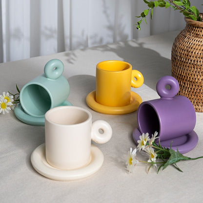 Rounded Donut Handle Coffee Cup Set