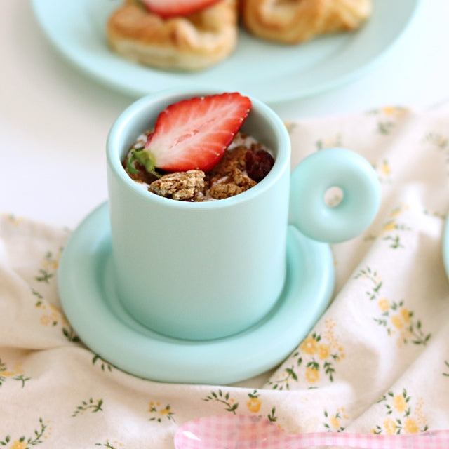 Rounded Donut Handle Coffee Cup Set