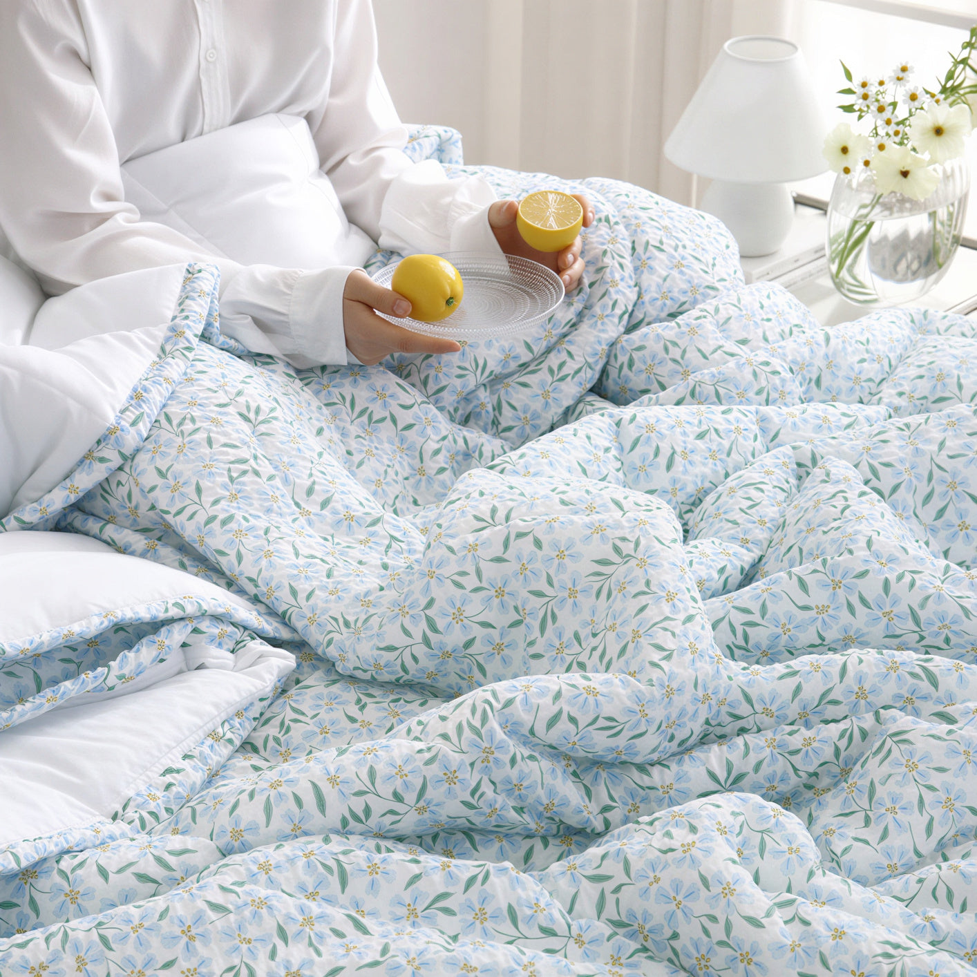 Seersucker and Cotton Summer Comforter Set