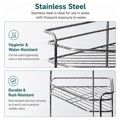3-Tier Stainless Steel Bathroom Corner Shelf