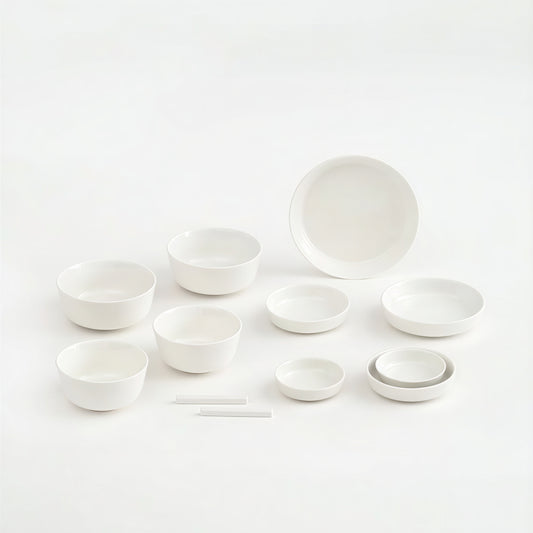 Cream Mono Dinnerware Set for 2 (12-Piece)