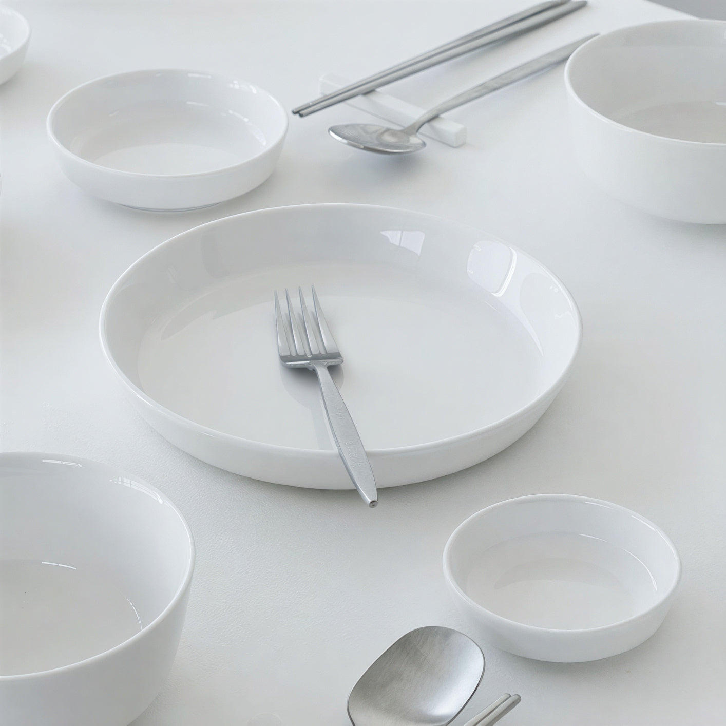 Cream Mono Dinnerware Set for 2 (12-Piece)