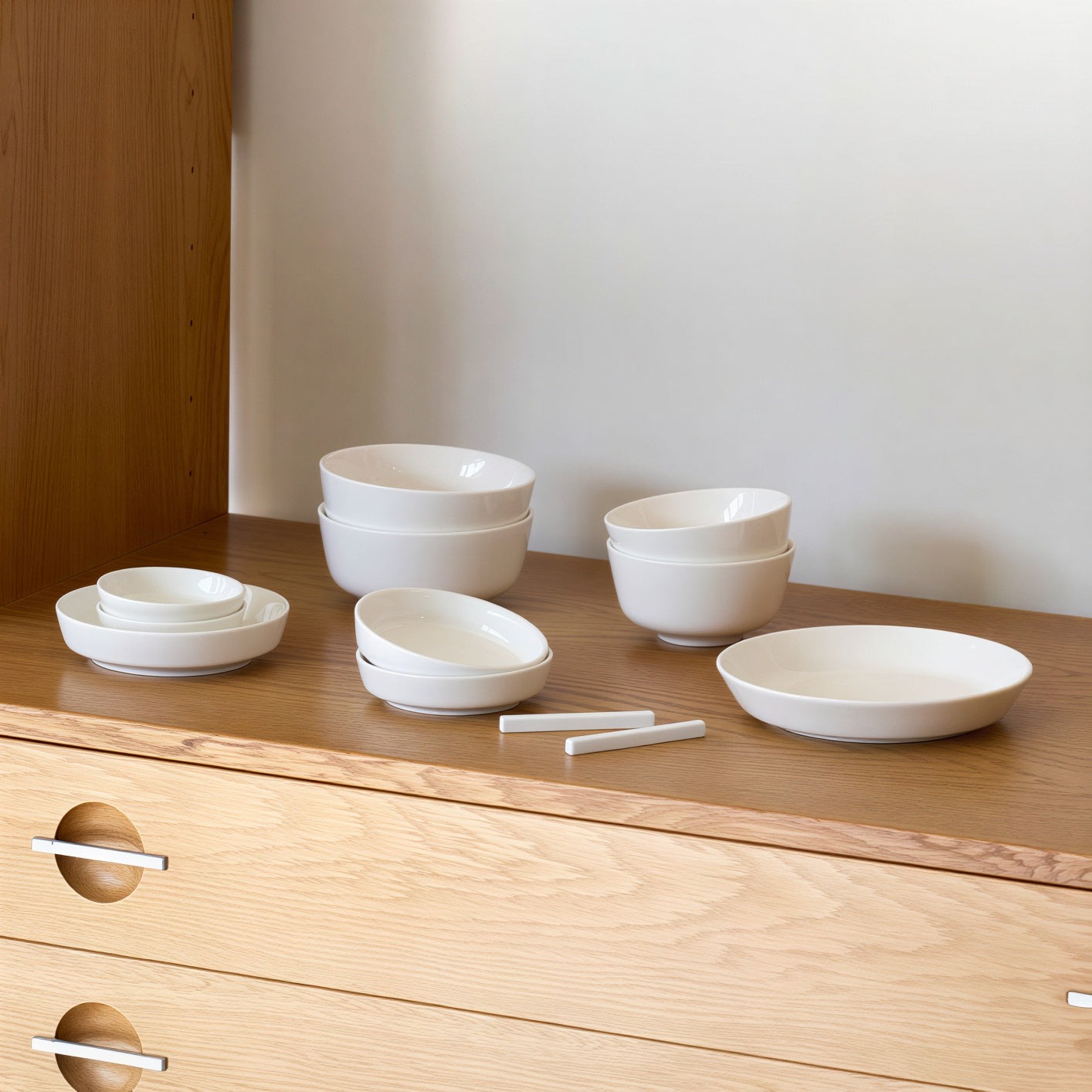 Cream Mono Dinnerware Set for 2 (12-Piece)
