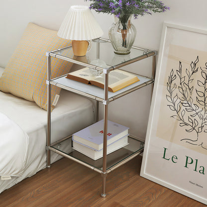 3 Tier Square DIY Modular Tempered Glass Shelf
