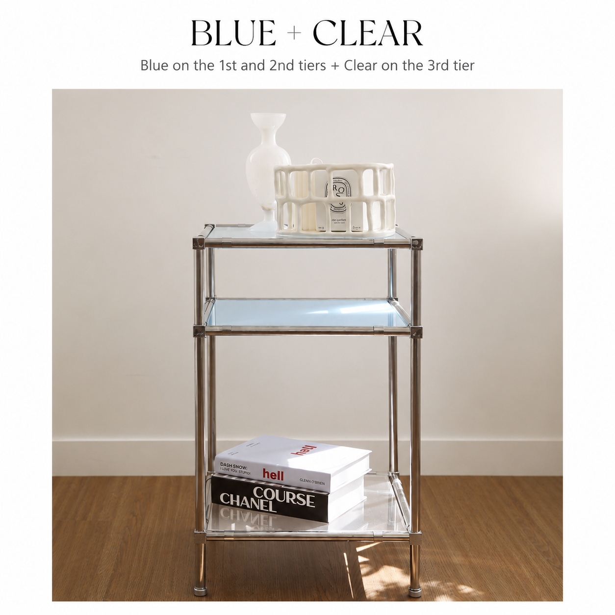 3 Tier Square DIY Modular Tempered Glass Shelf