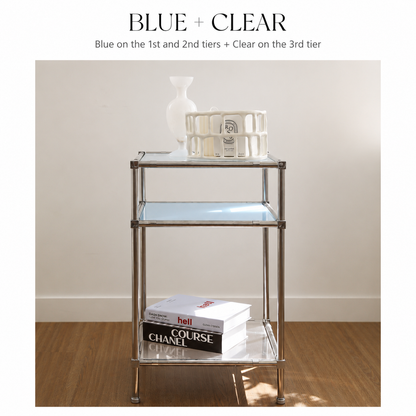 3 Tier Square DIY Modular Tempered Glass Shelf