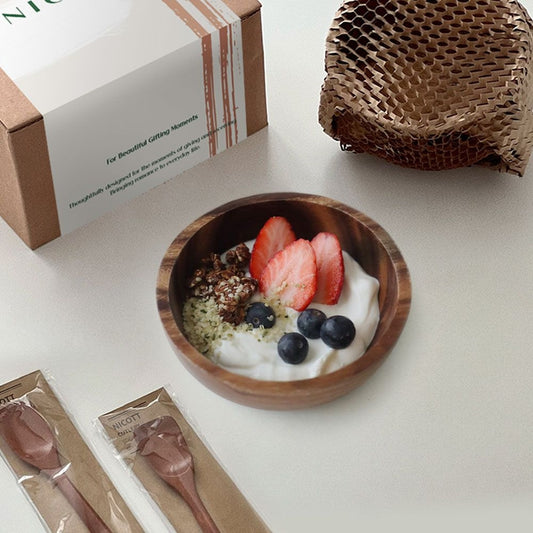 Wood Yogurt Bowl & Spoon Gift Set (4-Piece)