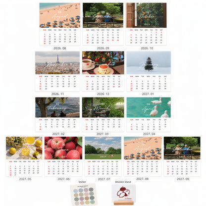 2027 Mini Desk Calendar with Wood Stand