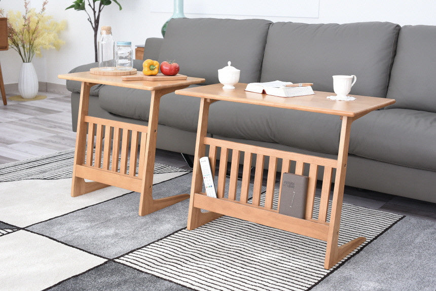 Wooden Side Table with Magazine Rack