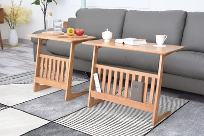 Wooden Side Table with Magazine Rack