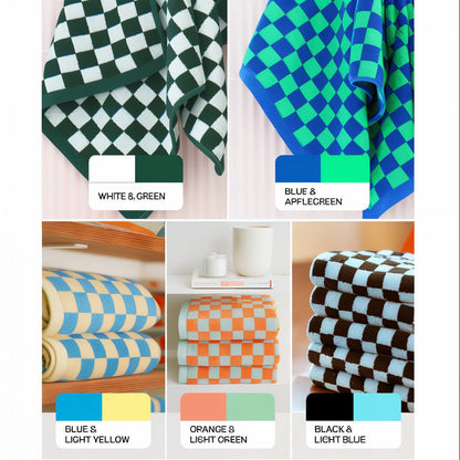 Checkerboard & Stripe Hotel Bath Towel Set (10-Pack)