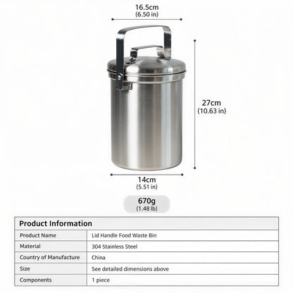 Stainless Steel Countertop Food Scrap Bin (3L)