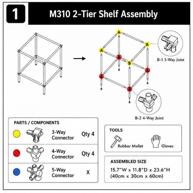2 Tier Square DIY Modular Storage Side Table