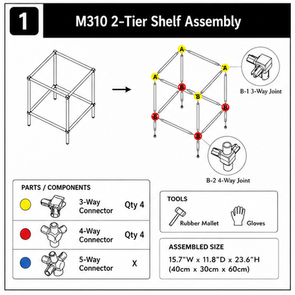 2 Tier Square DIY Modular Storage Side Table