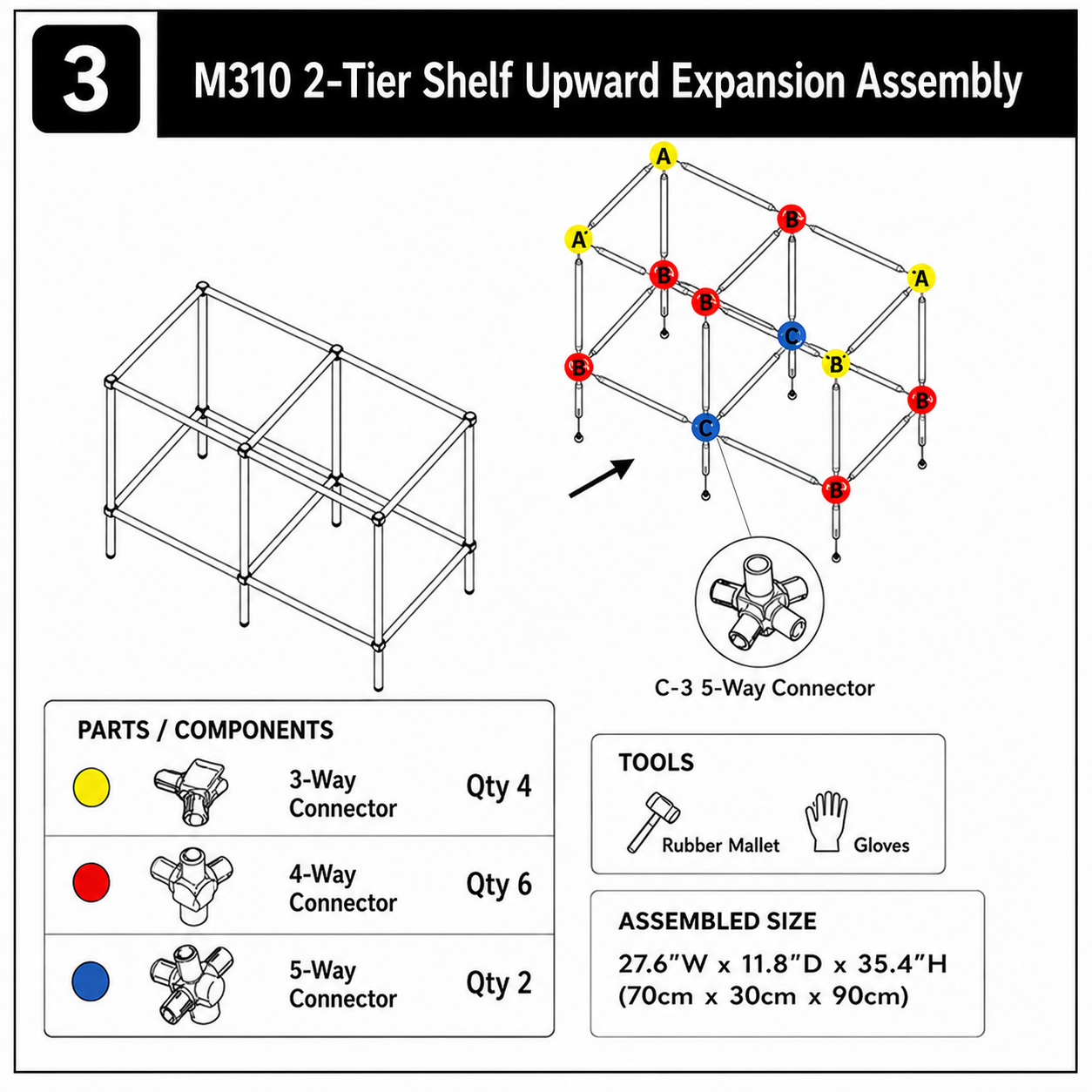 2 Tier Square DIY Modular Storage Side Table