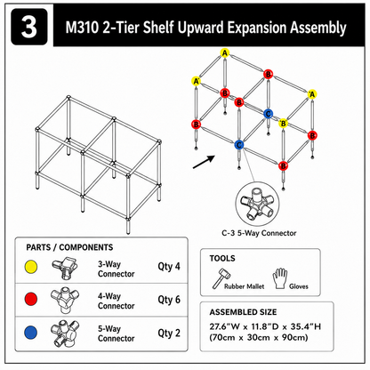 2 Tier Square DIY Modular Storage Side Table