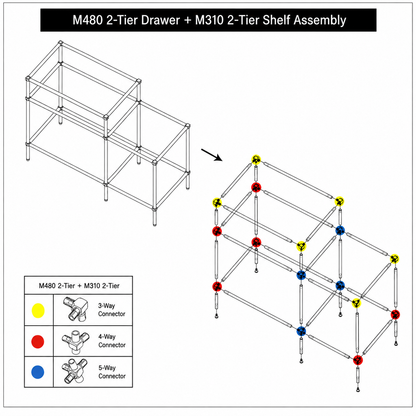 DIY Modular Furniture 480 Top Drawer (2 Tier × 1 Column)