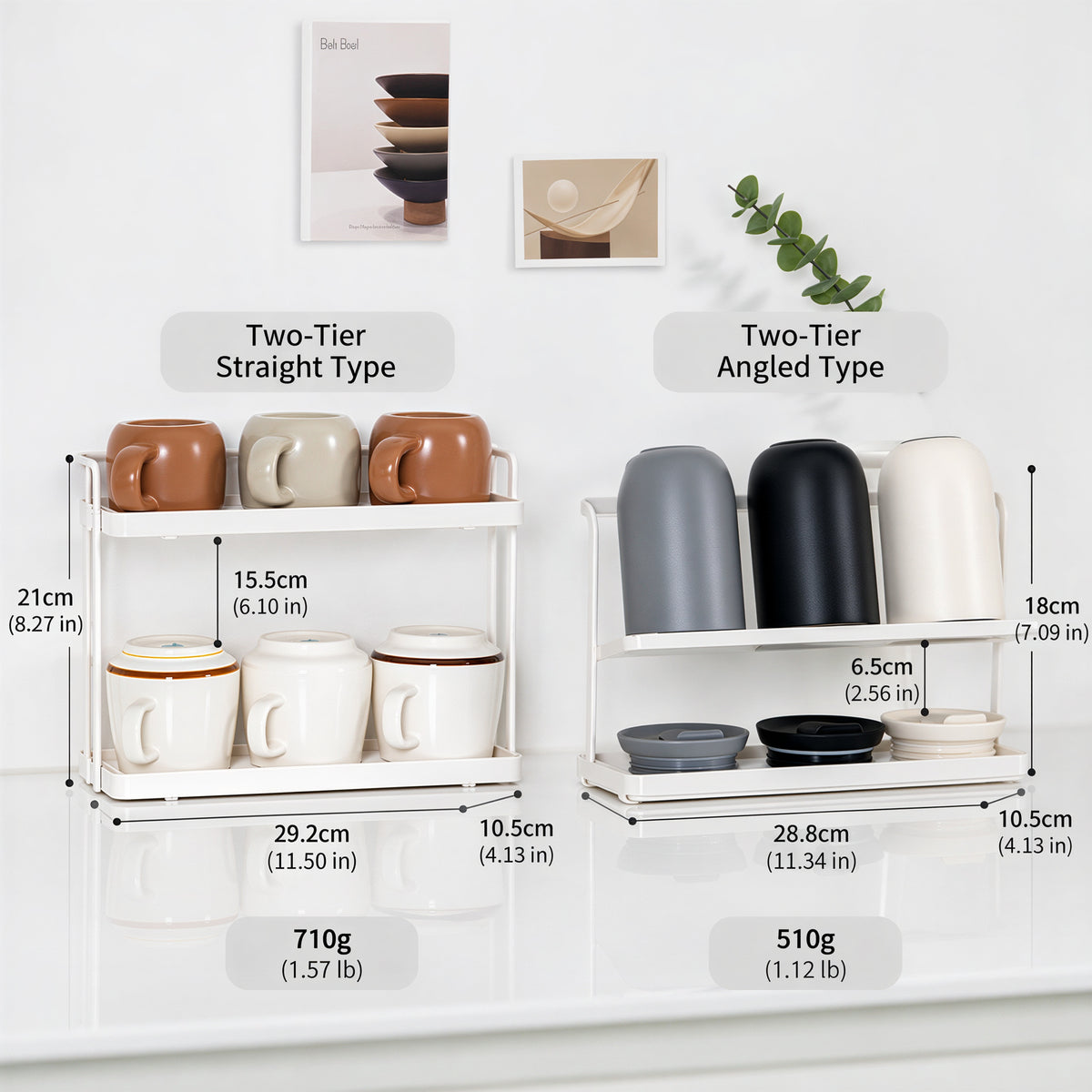 Cup & Mug Drying Rack with Drain Tray