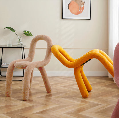 Curved Bouclé Loop Chair