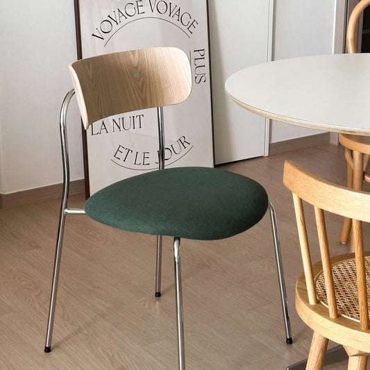 Wood Back Chrome Dining Chair