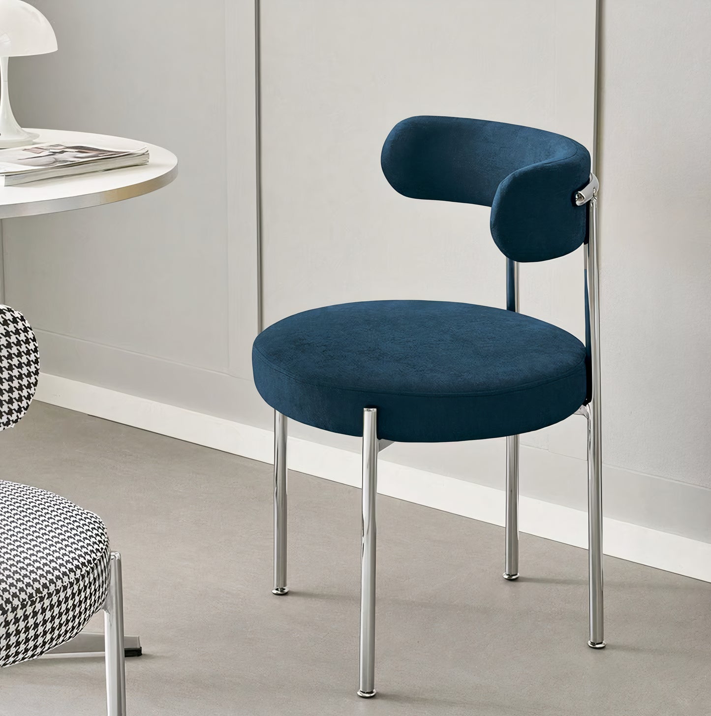 Upholstered Chrome Frame Accent Chair