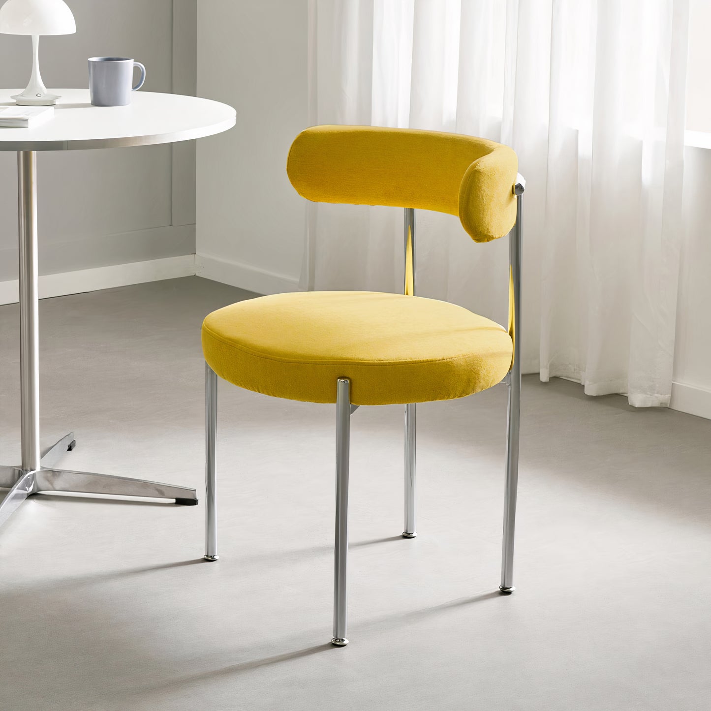 Upholstered Chrome Frame Accent Chair