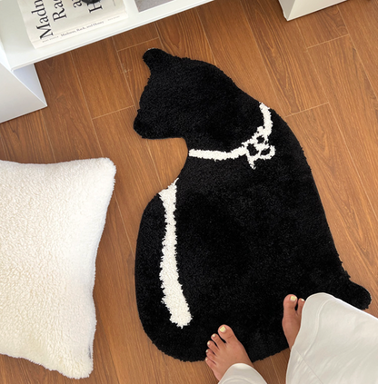 Elegant Cat Silhouette Accent Rug