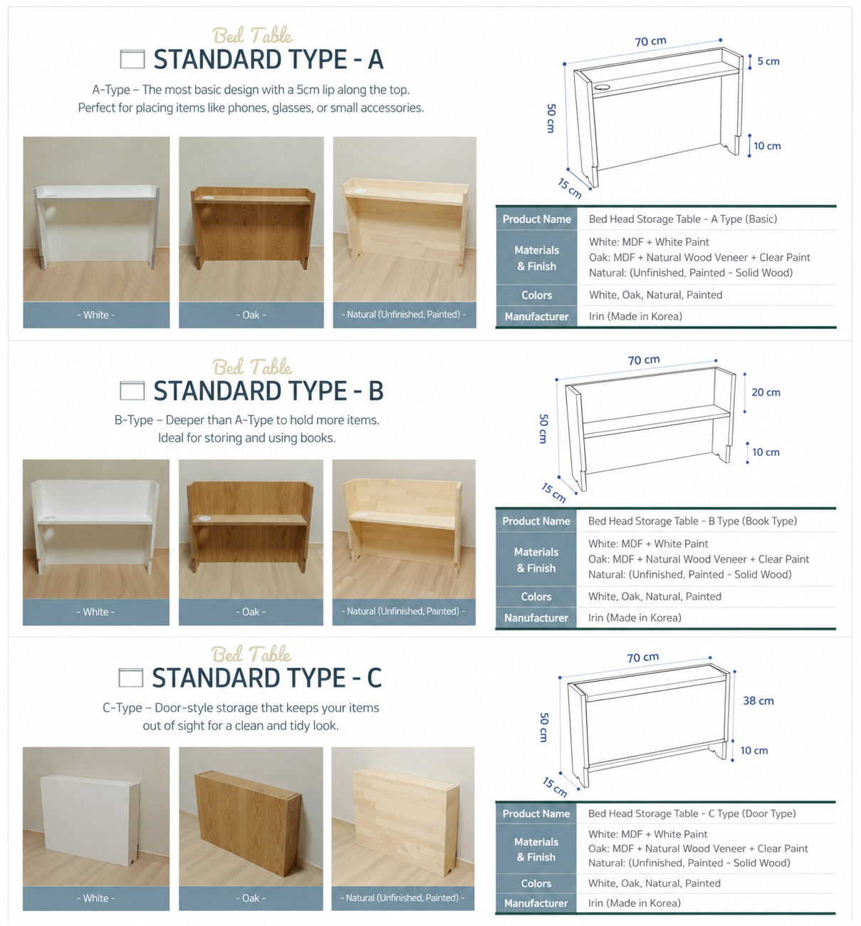 Velita Bedside Gap Side Table Storage Cabinet