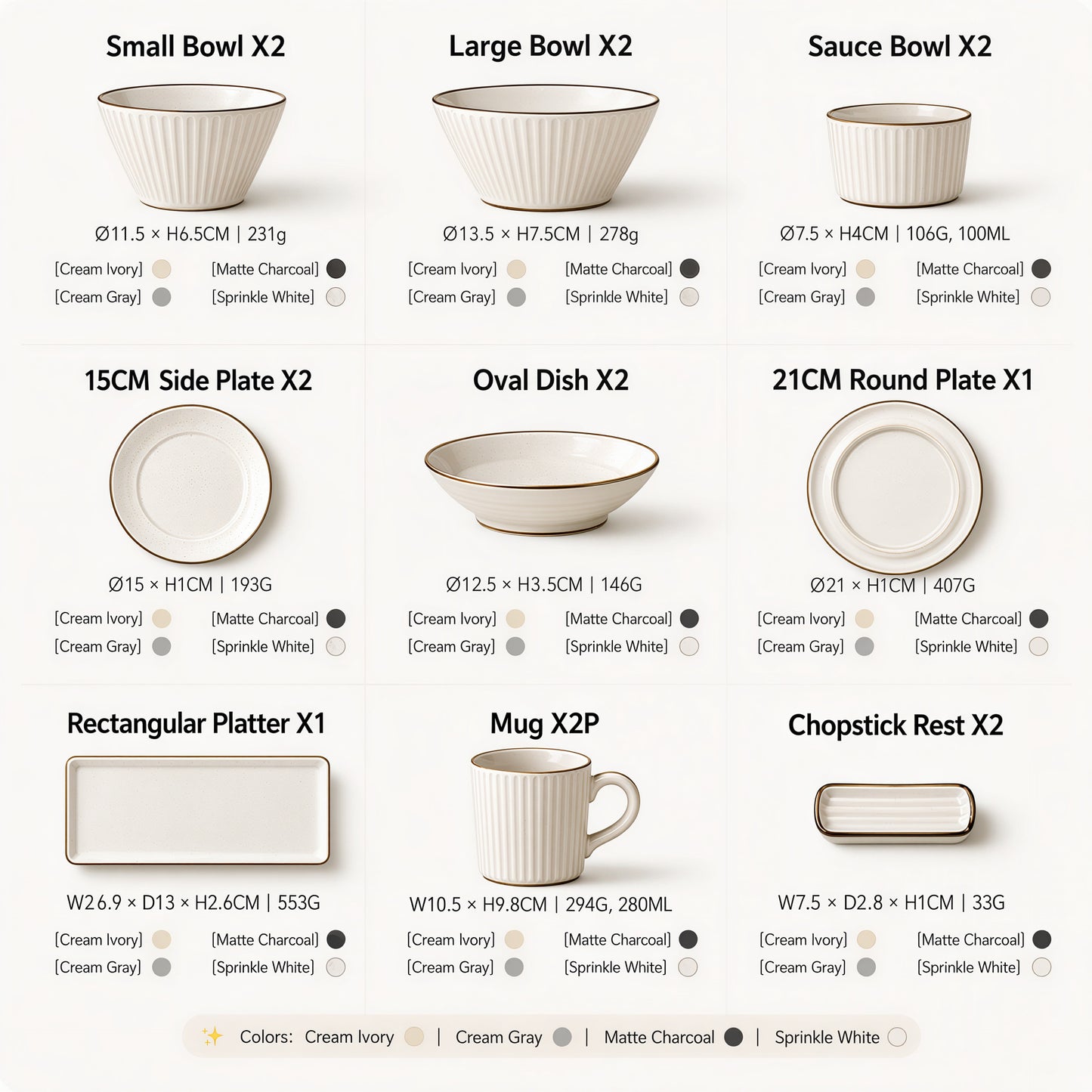 Lining Dinnerware & Plate Home Set for 2 (16-Piece)