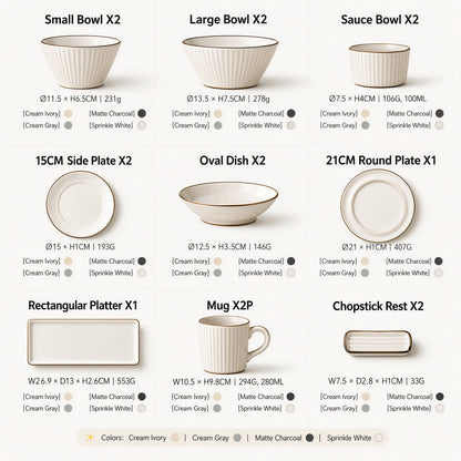 Lining Dinnerware & Plate Home Set for 2 (16-Piece)