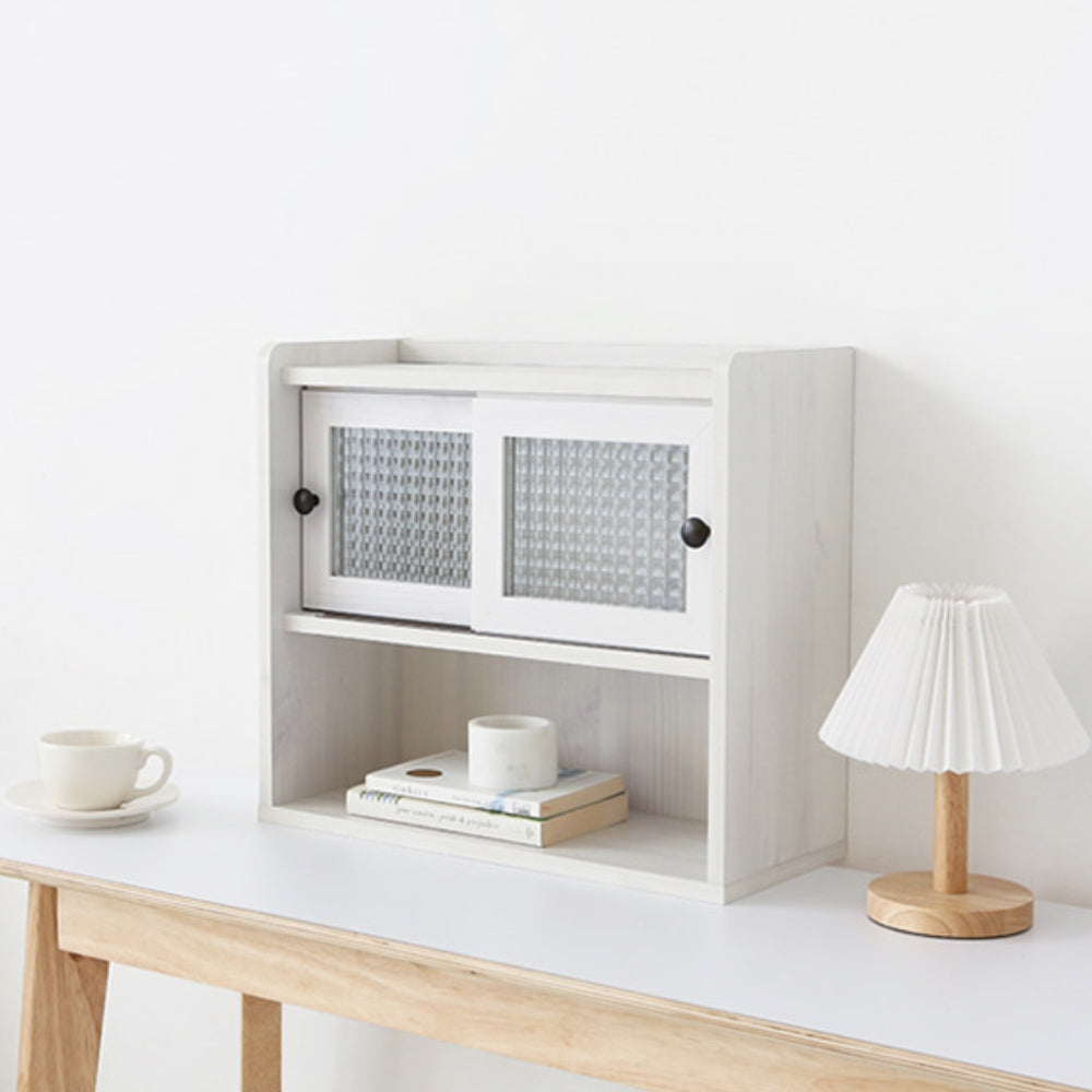 Mini Wooden Hutch Cabinet with Sliding Glass Doors