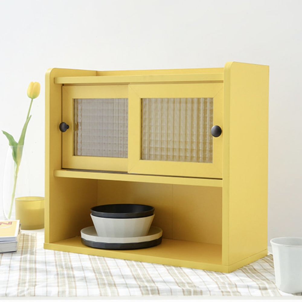 Mini Wooden Hutch Cabinet with Sliding Glass Doors