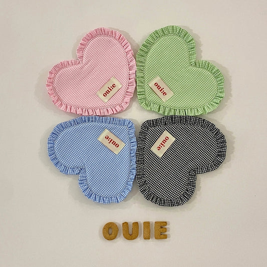 Handmade Heart Frill Gingham Coaster