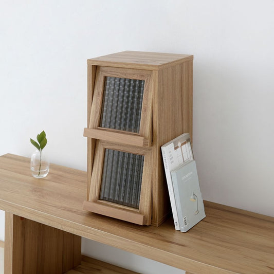 Mini Wood Cabinet with Glass Doors