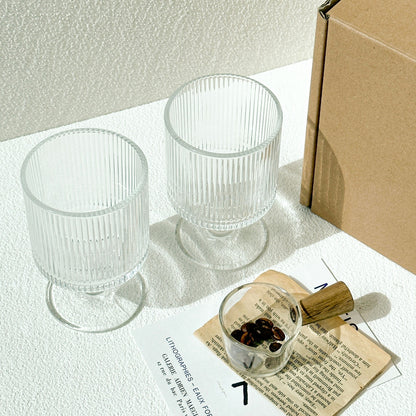 Fluted Goblet Glasses with Rattan Coasters – Set of 2
