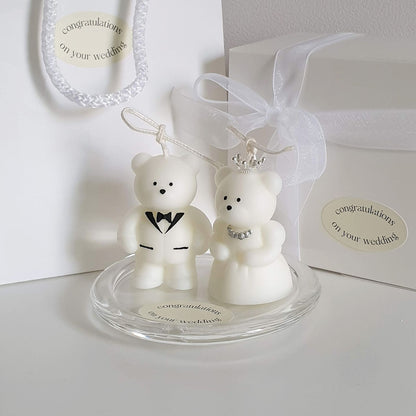 Mini Wedding Bear Candle Set