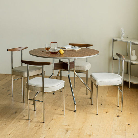 Round Steel Leg Dining Table