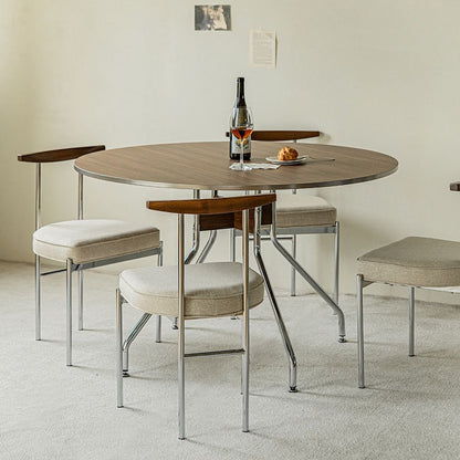Round Steel Leg Dining Table