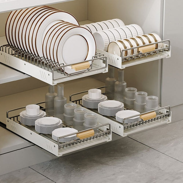 Sliding Dish Rack with Wood Handles