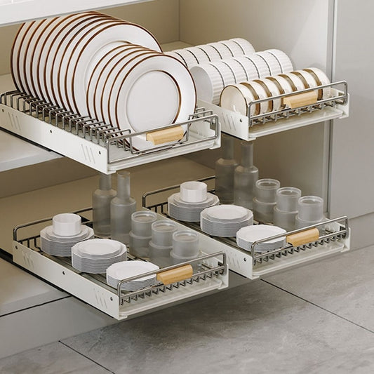 Sliding Dish Rack with Wood Handles