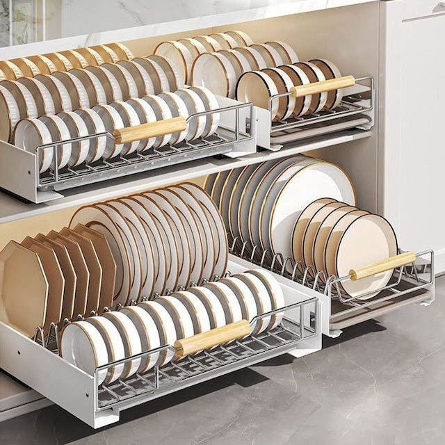 Sliding Dish Rack with Wood Handles