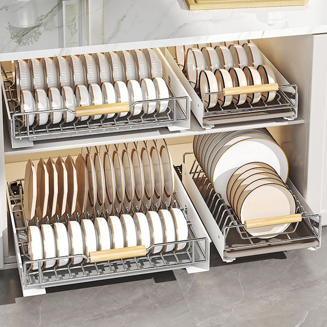 Sliding Dish Rack with Wood Handles