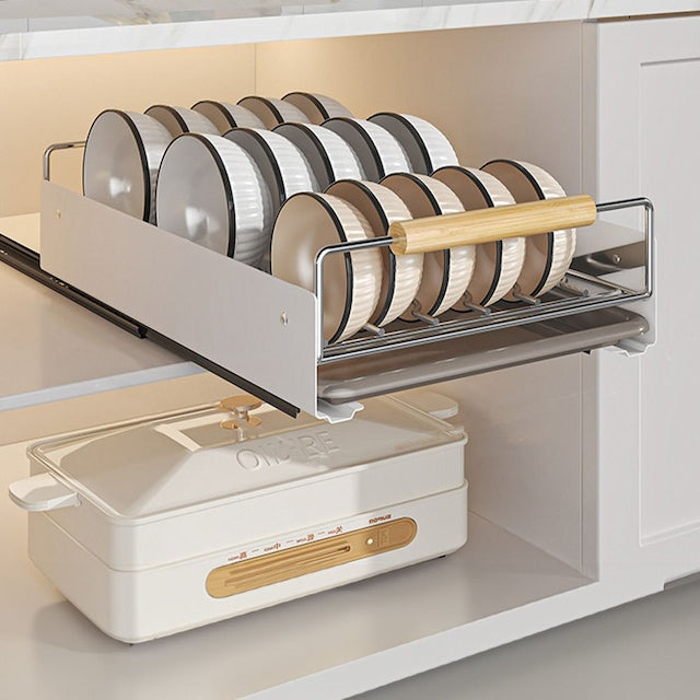 Sliding Dish Rack with Wood Handles