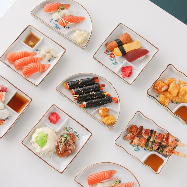 Semi-Circle Divided Sushi Plate Set (2-Piece)