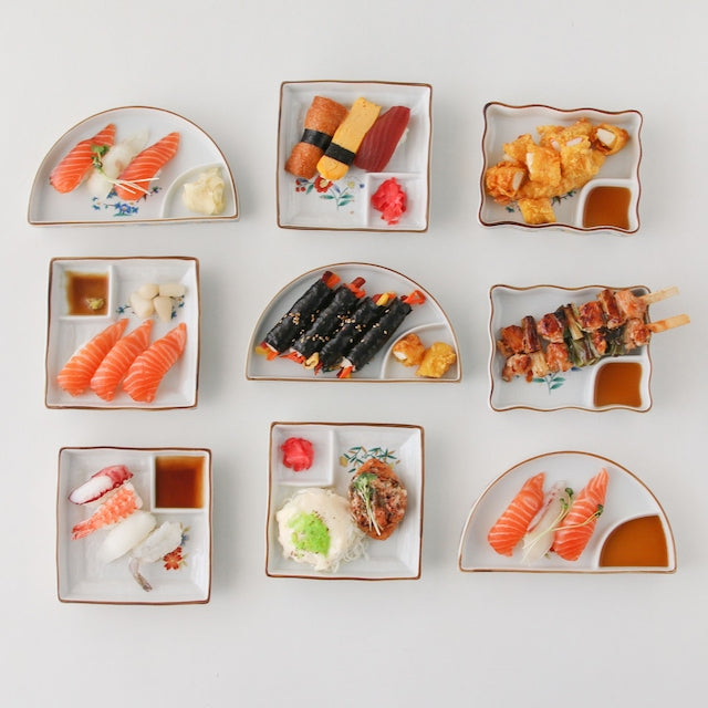 Semi-Circle Divided Sushi Plate Set (2-Piece)