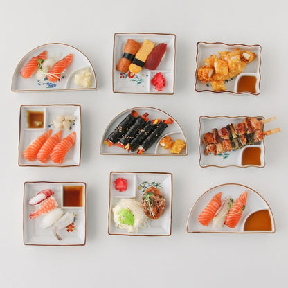 Semi-Circle Divided Sushi Plate Set (2-Piece)