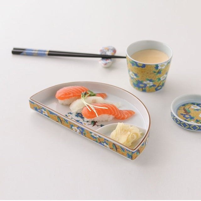 Semi-Circle Divided Sushi Plate Set (2-Piece)