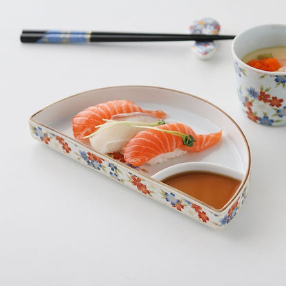 Semi-Circle Divided Sushi Plate Set (2-Piece)