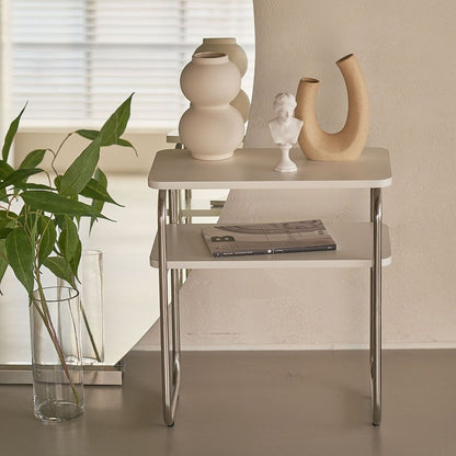 Mid-Century Wood & Chrome Side Table